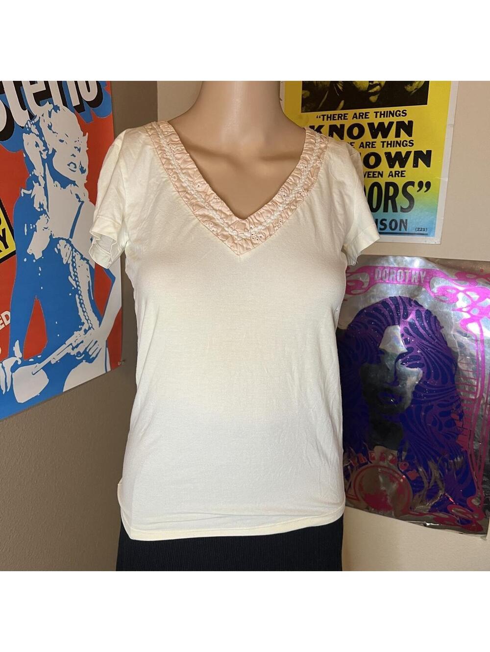 Ivory Pink Ruffle V Neck Top - Picture 5 of 6